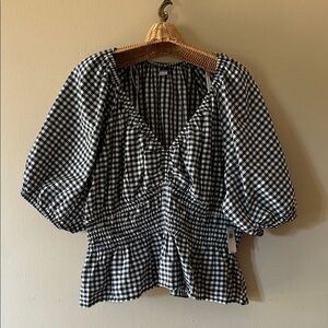 Old Navy Navy and White Gingham Blouse size XL